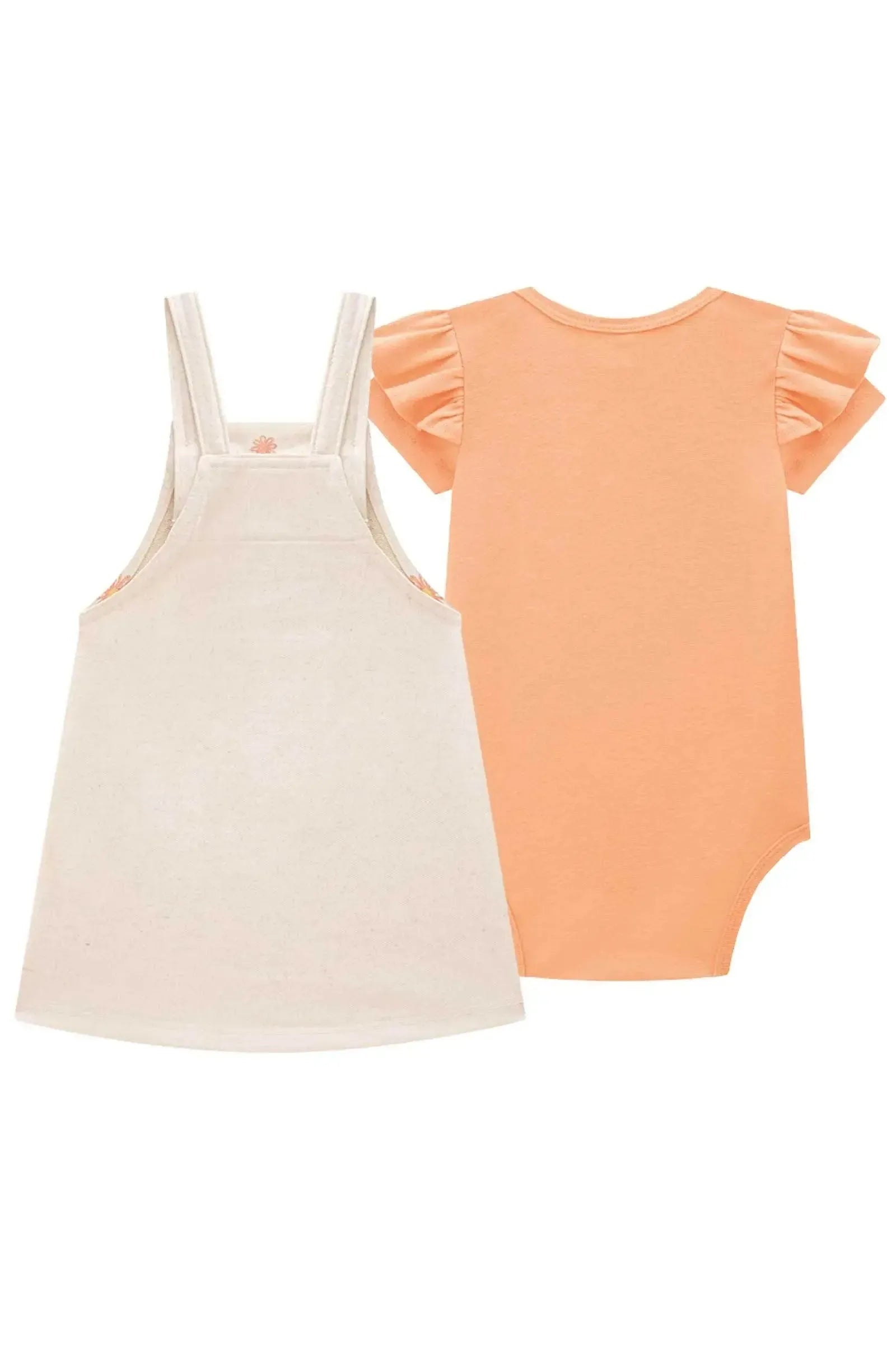Conjunto de Body em Ribana Canelada com Salopete em Moletom sem Pelúcia 87180 Infanti Bebê Menina