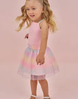 Conjunto de Body em Ribana Canelada e Saia em Tule 87079 Infanti Bebê Menina