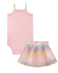 Conjunto de Body em Ribana Canelada e Saia em Tule 87079 Infanti Bebê Menina