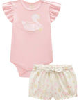 Conjunto de Body em Suedine com Shorts em Molecotton 95336 Infanti Bebê Menina