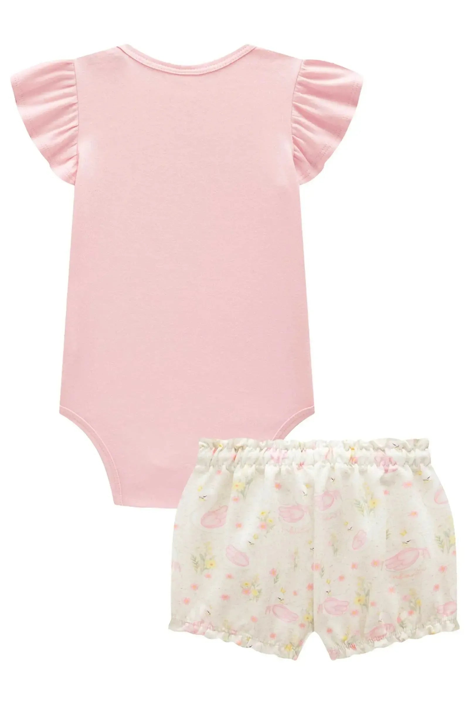 Conjunto de Body em Suedine com Shorts em Molecotton 95336 Infanti Bebê Menina