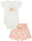 Conjunto de Body em Suedine com Shorts em Molecotton 95343 Infanti Bebê Menina