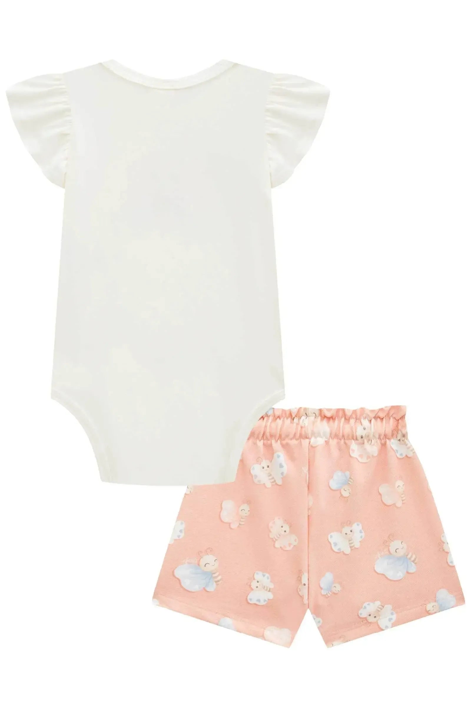 Conjunto de Body em Suedine com Shorts em Molecotton 95343 Infanti Bebê Menina