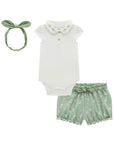 Conjunto de Body em Suedine com Shorts em Molecotton e Faixa em Meia Malha 97005 Infanti Bebê Menina