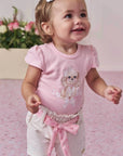 Conjunto de Body em Suedine com Shorts em Moletom sem Pelúcia 99187 Infanti Bebê Menina