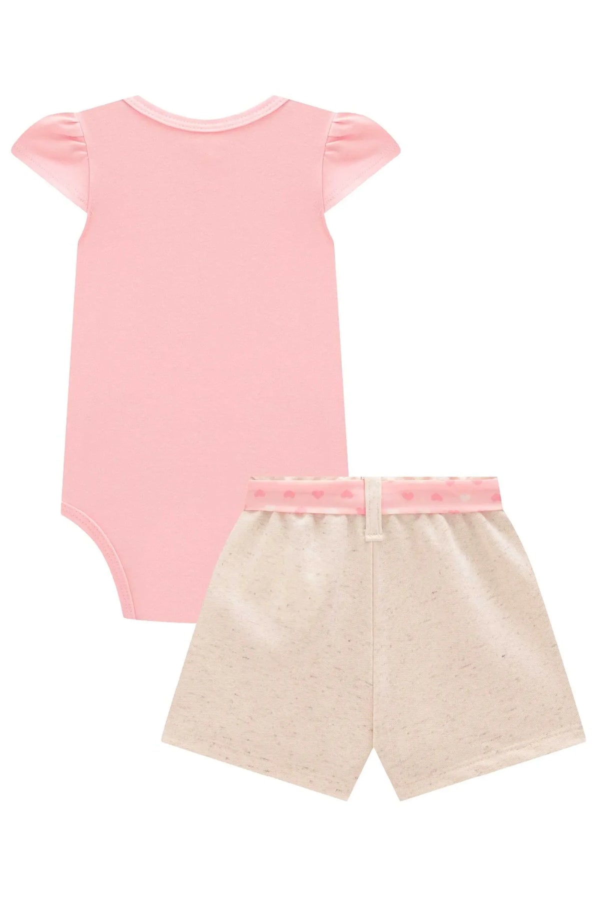 Conjunto de Body em Suedine com Shorts em Moletom sem Pelúcia 99187 Infanti Bebê Menina