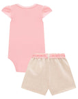 Conjunto de Body em Suedine com Shorts em Moletom sem Pelúcia 99187 Infanti Bebê Menina