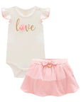 Conjunto de Body em Suedine e Saia com Calcinha em Molevisco e Tule com Elastano 98595 Infanti Bebê Menina