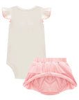 Conjunto de Body em Suedine e Saia com Calcinha em Molevisco e Tule com Elastano 98595 Infanti Bebê Menina