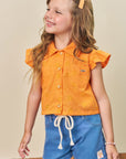 Conjunto de Camisa Boxy em Laise e Shorts em Jeans Bellini com Elastano 77055 Infanti