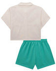 Conjunto de Camisa Boxy em Linho Deluxe com Shorts em Tecido Texturizado 74932 Infanti