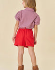 Conjunto de Camisa Cropped em Tricoline e Short Saia em Cupro 81617 Infanti