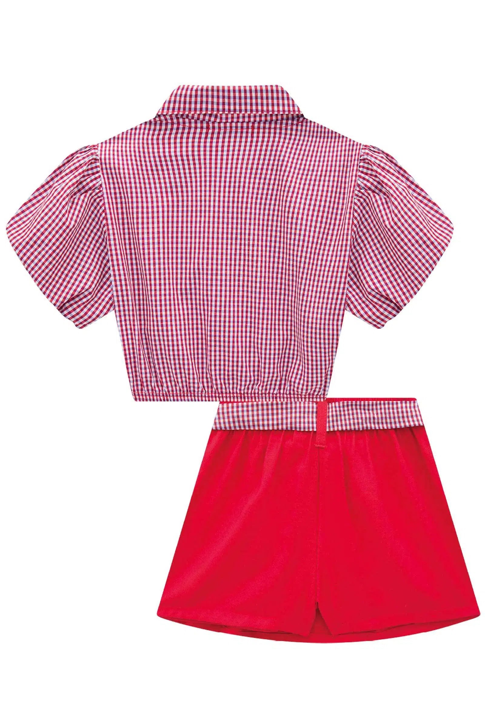 Conjunto de Camisa Cropped em Tricoline e Short Saia em Cupro 81617 Infanti