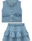 Conjunto de Camisa e Saia em Jeans 97205 Infanti Infantil Menina