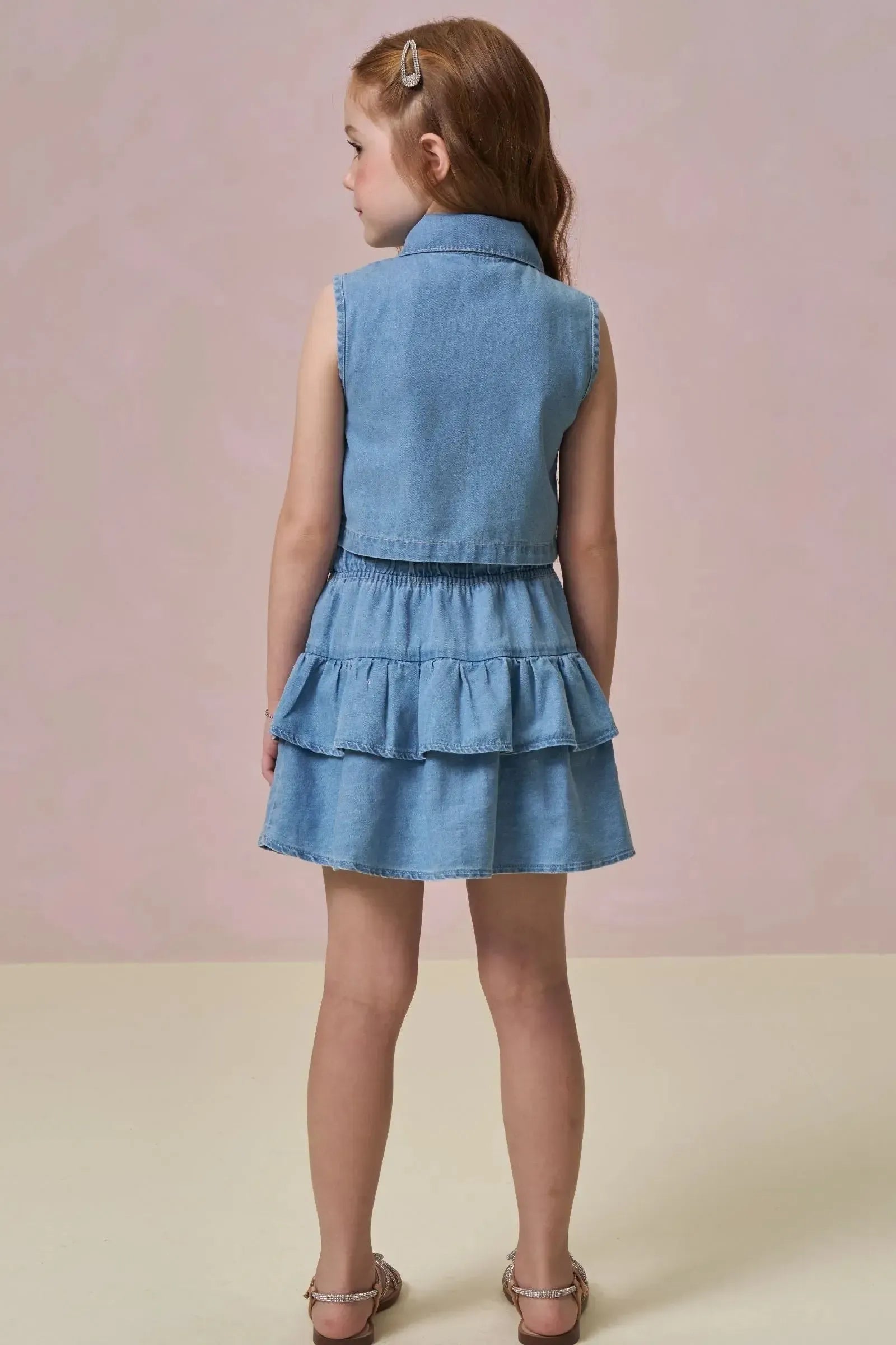 Conjunto de Camisa e Saia em Jeans 97205 Infanti Infantil Menina