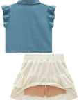 Conjunto de Camisa em Jeans e Saia em Sarja com Elastano. Com Short Embutido 98868 Infanti Infantil Menina