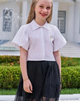 Conjunto de Camisa em Tricoline com Elastano e Saia em Tule. Com Shorts Embutido 97193 Infanti Infantil Menina