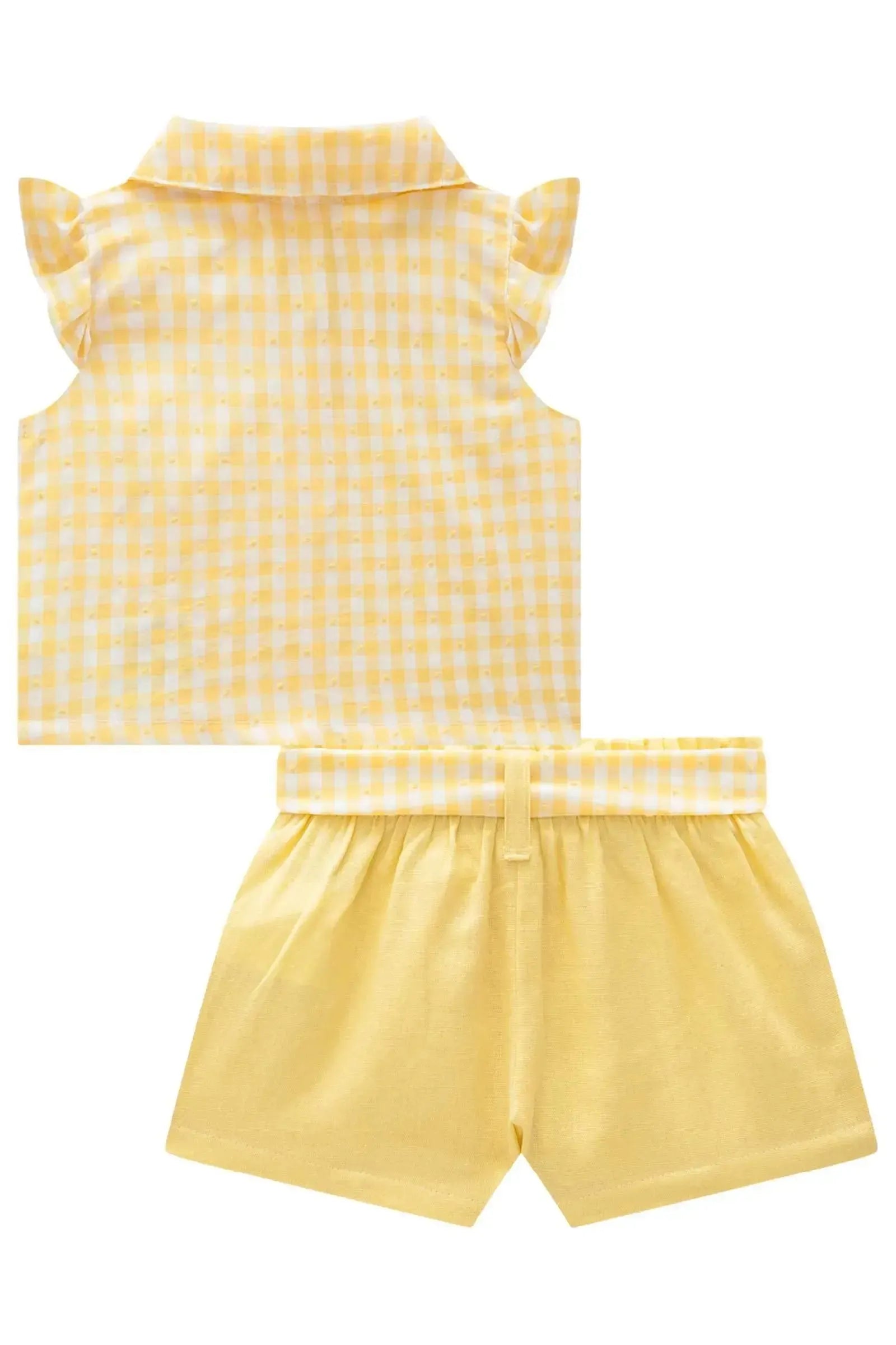 Conjunto de Camisa em Tricoline Vichy com Shorts em Linho 83442 Infanti Bebê Menina