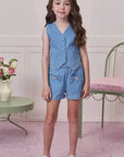 Conjunto de Colete e Shorts em Jeans com Elastano 93234 Infanti Infantil Menina