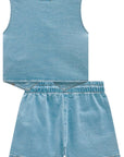 Conjunto de Colete e Shorts em Jeans com Elastano 93234 Infanti Infantil Menina