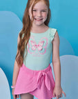 Conjunto de Maiô em Malha UV Dry com Proteção UV 50+ com Saia em Malha Textura 98475 Infanti Infantil Menina
