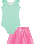 Conjunto de Maiô em Malha UV Dry com Proteção UV 50+ com Saia em Malha Textura 98475 Infanti Infantil Menina