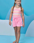Conjunto de Maiô em Malha UV Dry com Proteção UV 50+ com Shorts em Malha Atoalhada 96220 Infanti Infantil Menina
