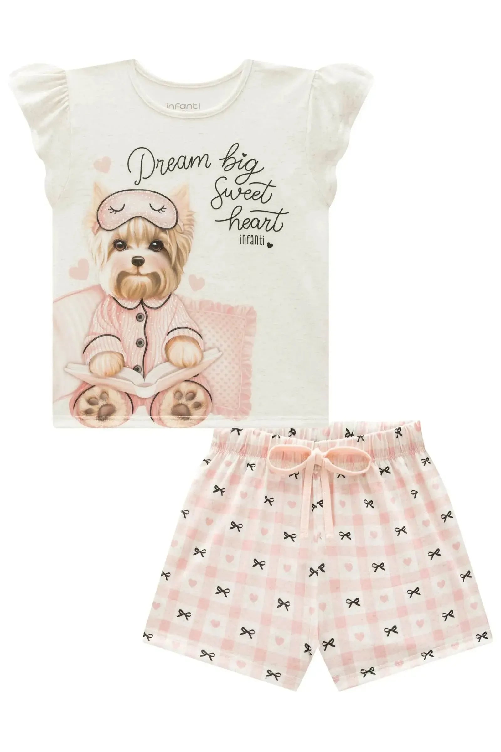 Conjunto de Pijama de Blusa e Shorts em Malha Fresh 96003 Infanti Infantil Menina