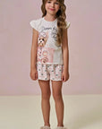 Conjunto de Pijama de Blusa e Shorts em Malha Fresh 96003 Infanti Infantil Menina