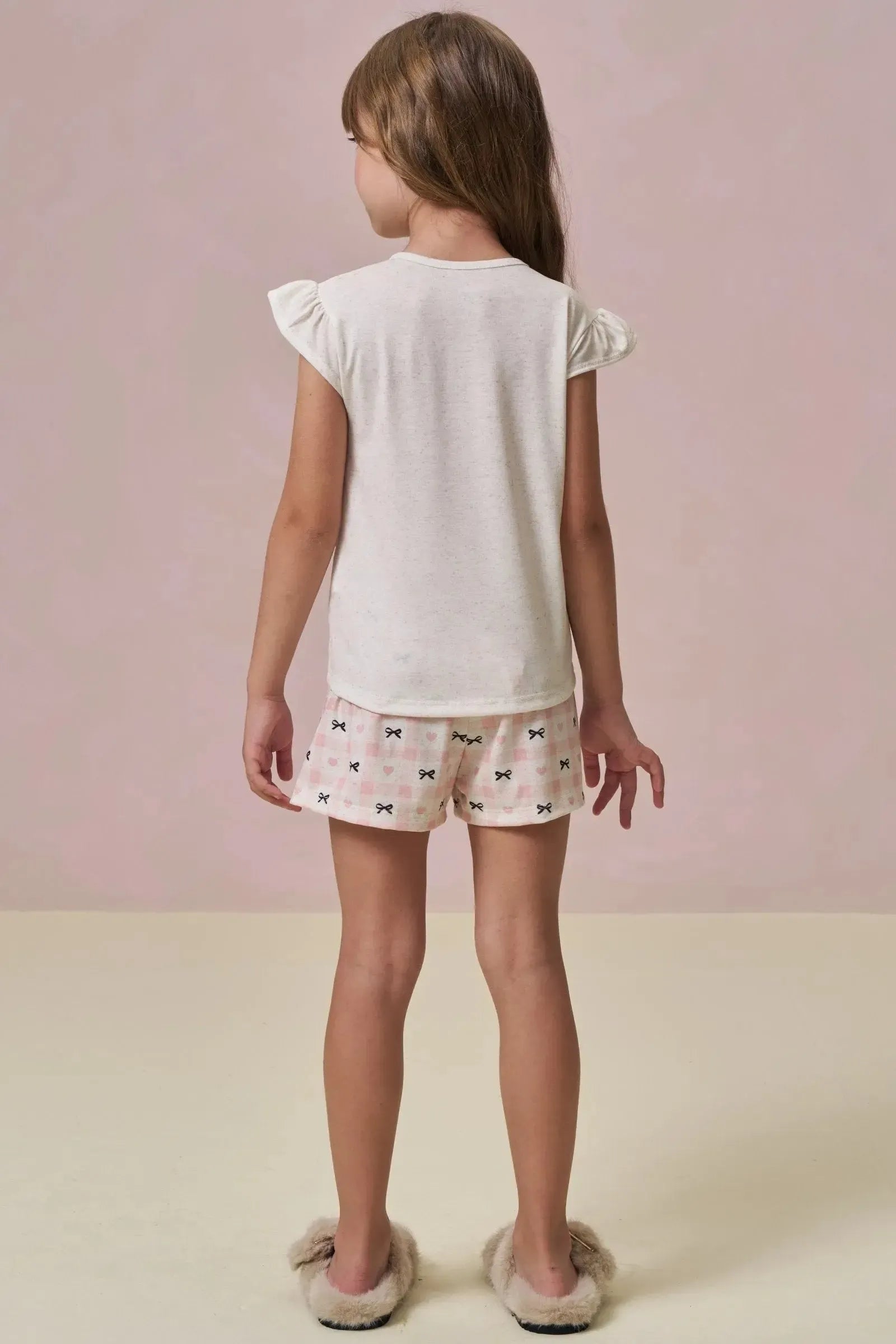 Conjunto de Pijama de Blusa e Shorts em Malha Fresh 96003 Infanti Infantil Menina