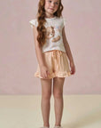 Conjunto de Pijama de Blusa em Malha Comfy com Shorts em Meia Malha 96028 Infanti Infantil Menina