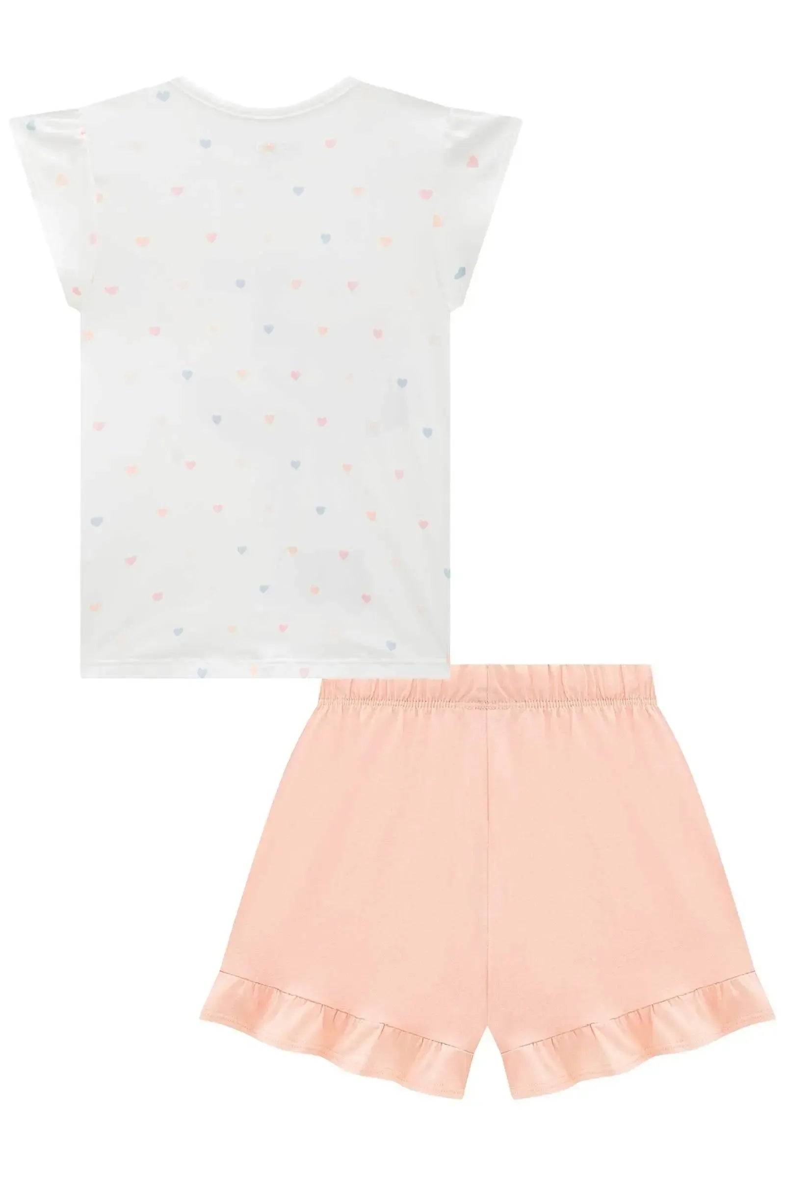 Conjunto de Pijama de Blusa em Malha Comfy com Shorts em Meia Malha 96028 Infanti Infantil Menina