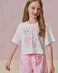 Conjunto de Pijama de Blusa em Malha Fresh com Shorts em Malha Comfy 96036 Infanti Infantil Menina
