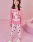 Conjunto de Pijama de Blusa em Meia Malha com Calça Legging em Malha Comfy 92399 Infanti Infantil Menina