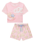 Conjunto de Pijama de Blusa em Meia Malha com Shorts em Malha Comfy 95999 Infanti Infantil Menina