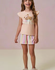 Conjunto de Pijama de Blusa em Meia Malha e Shorts em Malha Comfy 96211 Infanti Infantil Menina