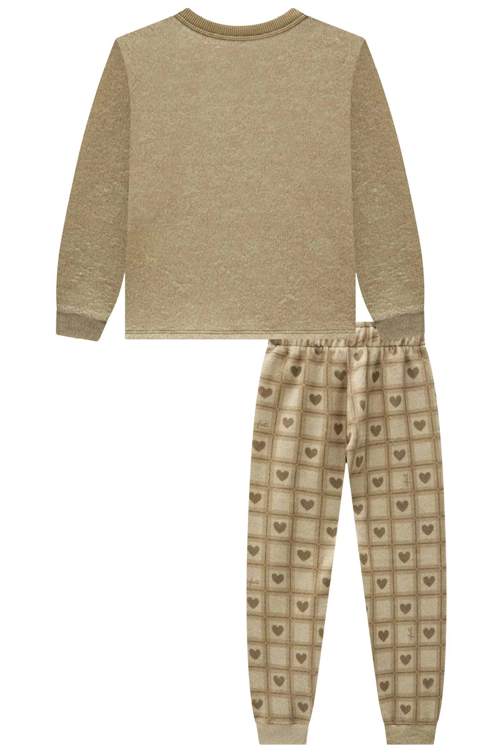 Conjunto de Pijama de Blusão e Calça em Malha Persa 91780 Infanti Infantil Menina