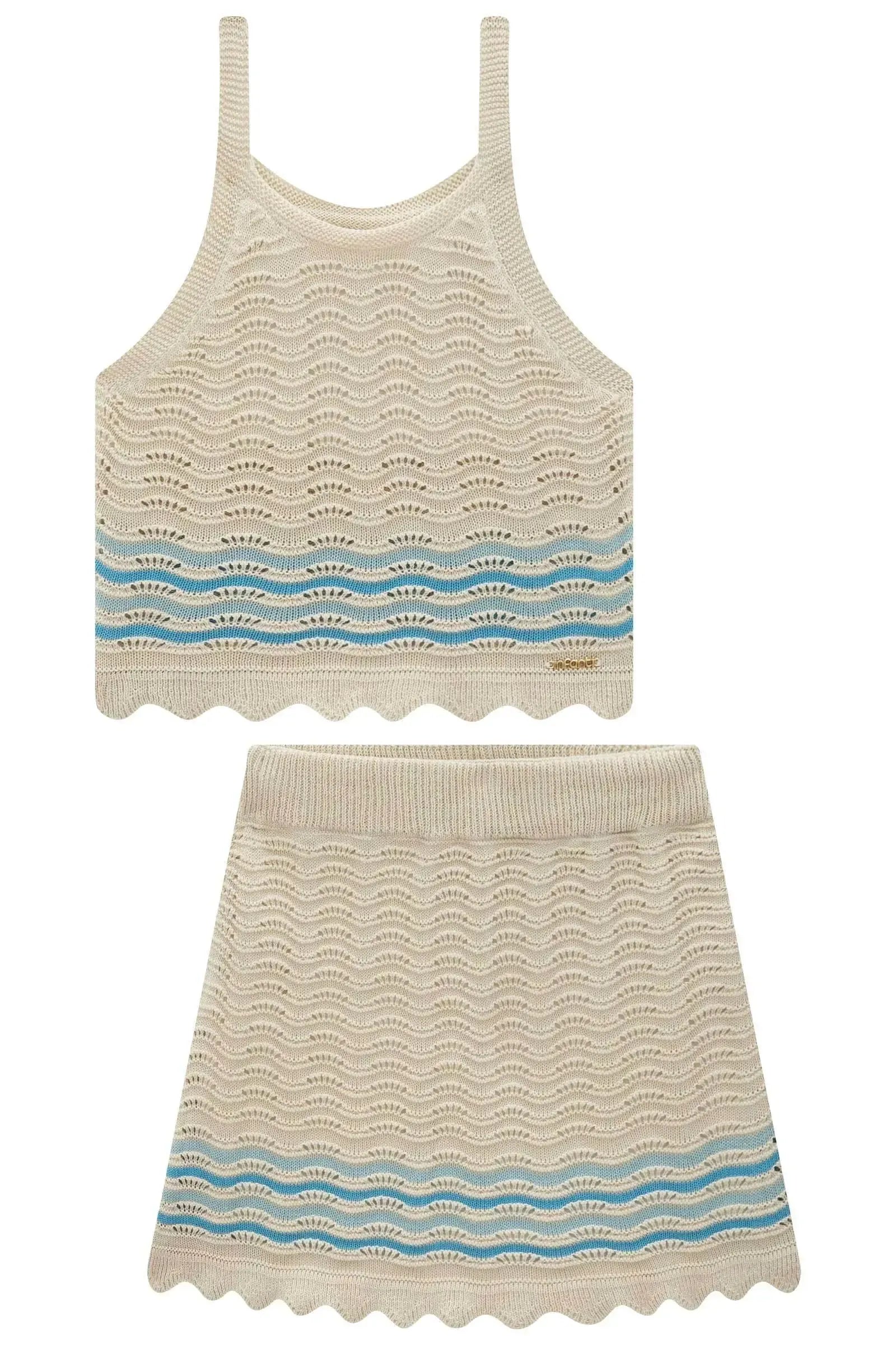 Conjunto de Regata e Saia em Tricot 100% Algodão 97600 Infanti Infantil Menina