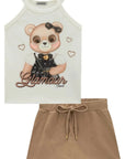 Conjunto de Regata e Short Saia em Canelado Liz 98724 Infanti Infantil Menina