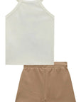 Conjunto de Regata e Short Saia em Canelado Liz 98724 Infanti Infantil Menina