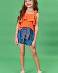 Conjunto de Regata em Air Flow Crepe Duna com Shorts em Jeans Teca 81507 Infanti