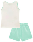 Conjunto de Regata em Canelado e Shorts em Moletom sem Pelúcia 96320 Infanti Infantil Menina