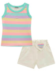 Conjunto de Regata em Canelado e Shorts em Sarja com Elastano 98321 Infanti Infantil Menina