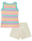 Conjunto de Regata em Canelado e Shorts em Sarja com Elastano 98321 Infanti Infantil Menina