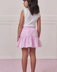 Conjunto de Regata em Canelado Liz com Saia em Tricoline Bordado. Com Shorts Embutido 98824 Infanti Infantil Menina