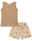 Conjunto de Regata em Canelado Liz com Shorts em Moletom sem Pelúcia 99151 Infanti Infantil Menina