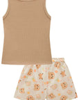 Conjunto de Regata em Canelado Liz com Shorts em Moletom sem Pelúcia 99151 Infanti Infantil Menina