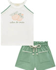 Conjunto de Regata em Canelado Liz com Shorts em Molevisco 96413 Infanti Infantil Menina