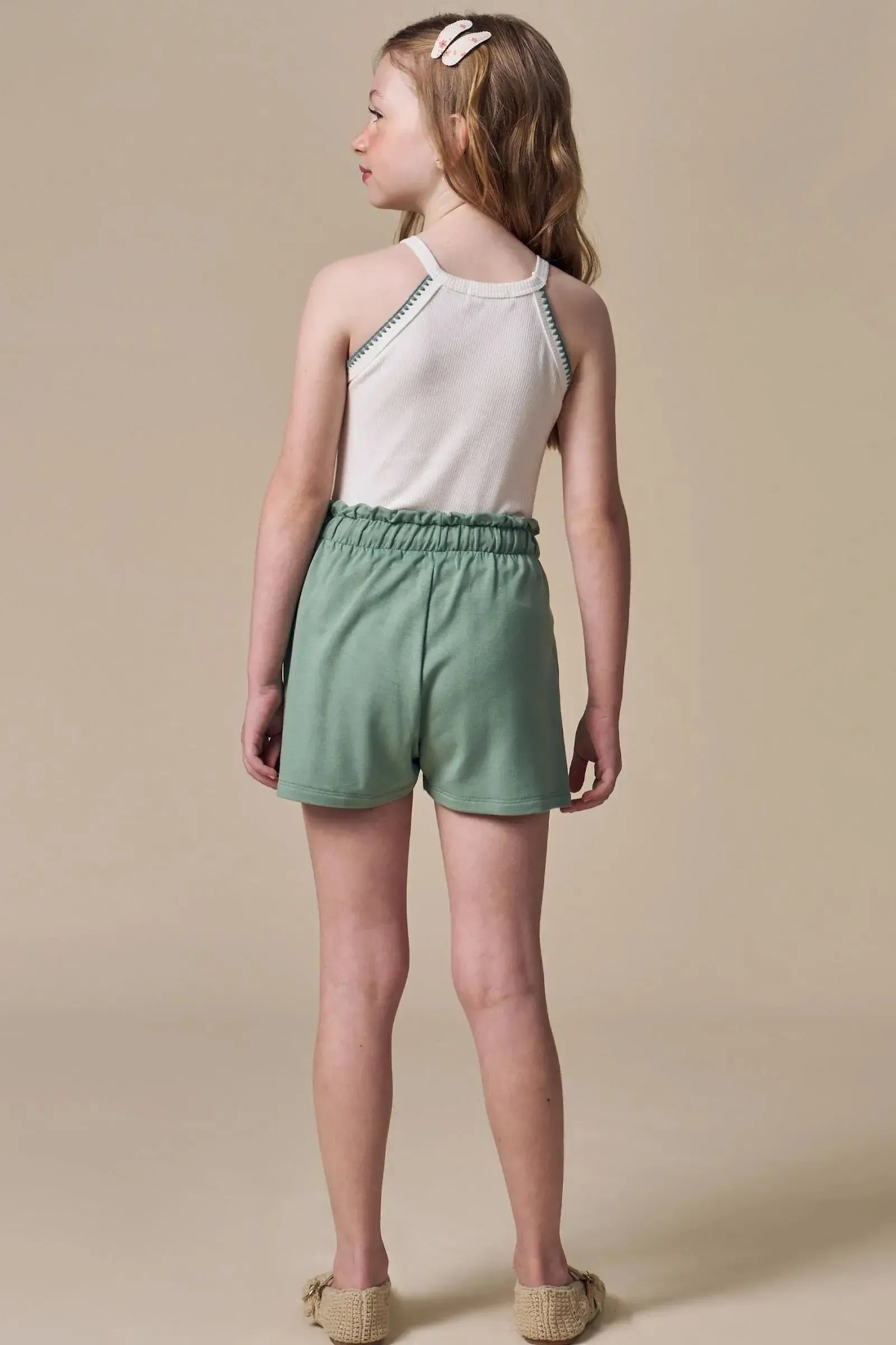 Conjunto de Regata em Canelado Liz com Shorts em Molevisco 96413 Infanti Infantil Menina
