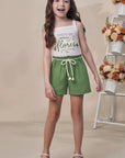 Conjunto de Regata em Canelado Liz com Shorts em Viscose 98125 Infanti Infantil Menina